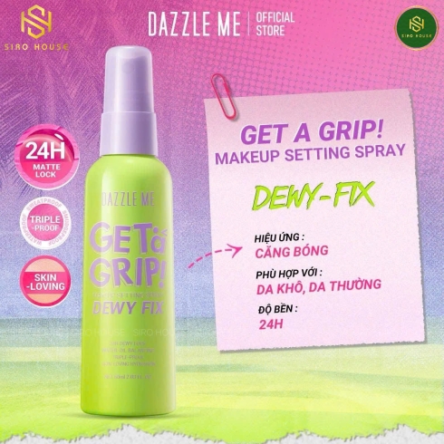Xịt Khoá Nền DAZZLE ME Get A Grip Dewy Fix 60mL & Matte Fix 60mL