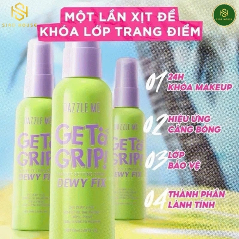 Xịt Khoá Nền DAZZLE ME Get A Grip Dewy Fix 60mL & Matte Fix 60mL