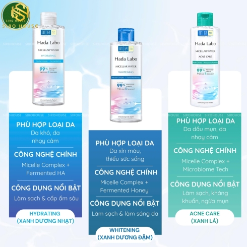 Nước Tẩy Trang HADA LABO Micellar Water 240mL – Acne Care / Hydrating / Whitening