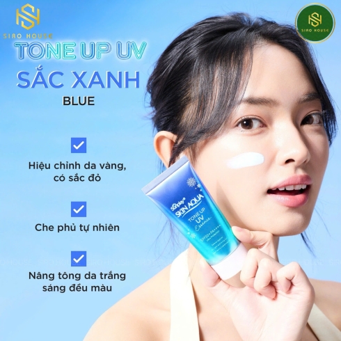 Sữa & Kem Chống Nắng SKIN AQUA Tone Up UV SPF 50+ PA++++ – Milk Blue 50g / Essence 50g
