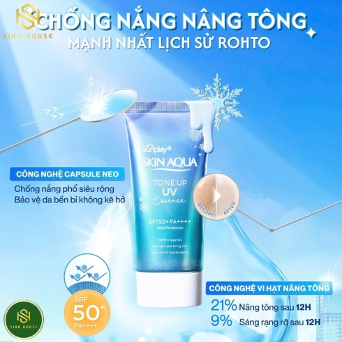 Sữa & Kem Chống Nắng SKIN AQUA Tone Up UV SPF 50+ PA++++ – Milk Blue 50g / Essence 50g