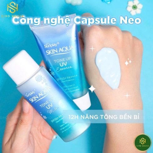 Sữa & Kem Chống Nắng SKIN AQUA Tone Up UV SPF 50+ PA++++ – Milk Blue 50g / Essence 50g