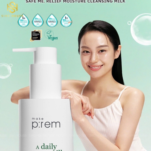 Sữa tẩy trang làm dịu MAKE P:REM Safe Me Relief Moisture Cleasing Milk 200mL