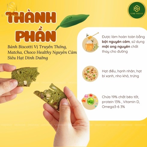 Bánh Biscotti Mixed Nuts VIET THAI Organic (Chocolate / Matcha / Original – 200g & 300g)