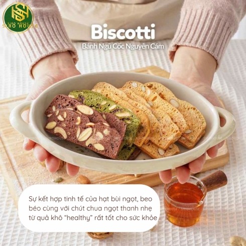Bánh Biscotti Mixed Nuts VIET THAI Organic (Chocolate / Matcha / Original – 200g & 300g)