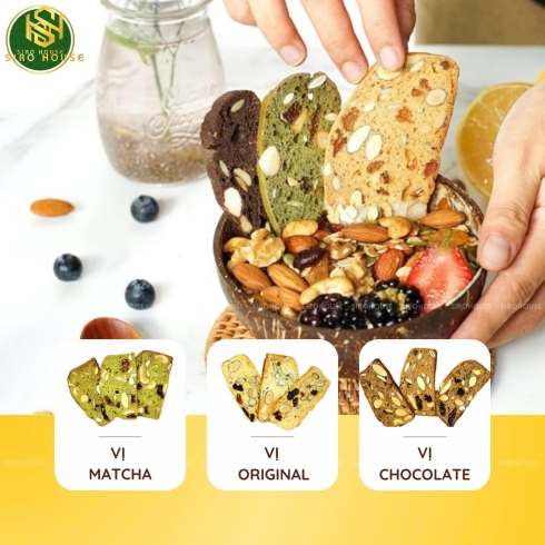 Bánh Biscotti Mixed Nuts VIET THAI Organic (Chocolate / Matcha / Original – 200g & 300g)