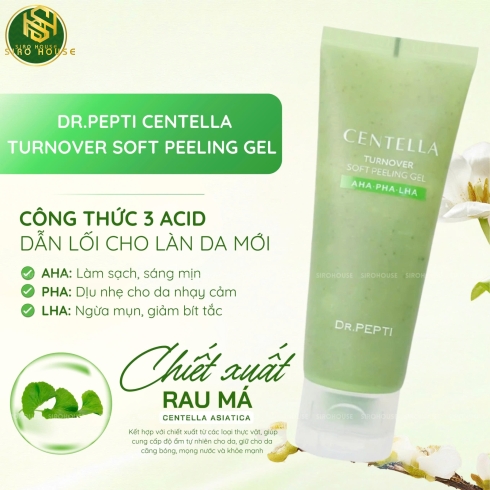 Gel tẩy tế bào chết chiết xuất rau má DR.PEPTI Centella Turnover Soft Peeling Gel 100mL