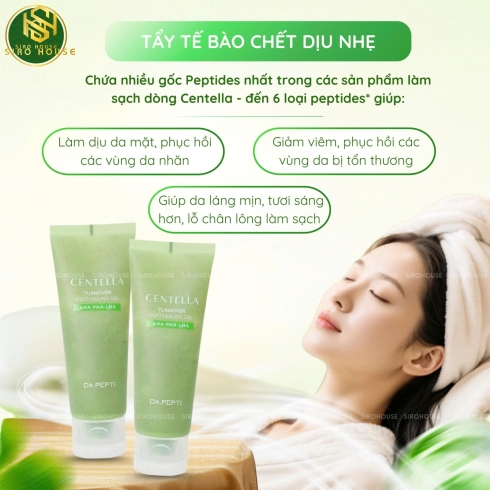 Gel tẩy tế bào chết chiết xuất rau má DR.PEPTI Centella Turnover Soft Peeling Gel 100mL