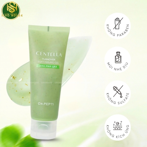 Gel tẩy tế bào chết chiết xuất rau má DR.PEPTI Centella Turnover Soft Peeling Gel 100mL