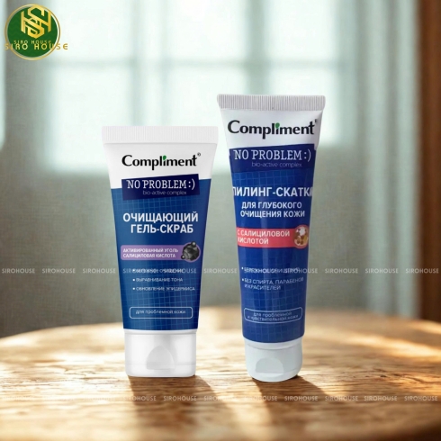 Tẩy da chết COMPLIMENT No Problem Cleansing Gel Scrub 150mL & Peeling Roll Salicylic Acid 80mL