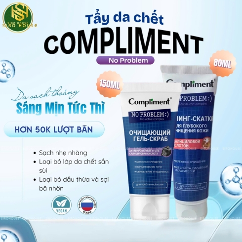 Tẩy da chết COMPLIMENT No Problem Cleansing Gel Scrub 150mL & Peeling Roll Salicylic Acid 80mL