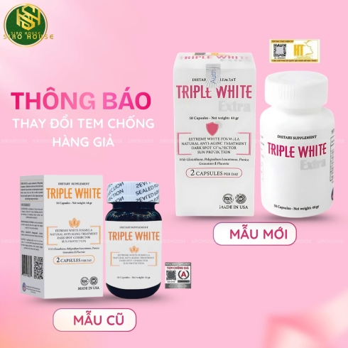 Viên uống trắng da, chống nắng DIETARY SUPPLEMENT Triple White Extra 50 viên