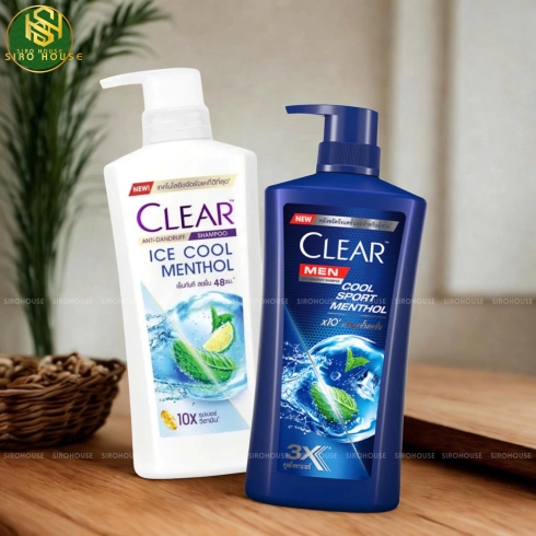 Dầu gội CLEAR Men Cool Sport Menthol 480mL & Dầu gội CLEAR Ice Cool Menthol 450mL   