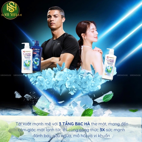 Dầu gội CLEAR Men Cool Sport Menthol 480mL & Dầu gội CLEAR Ice Cool Menthol 450mL   