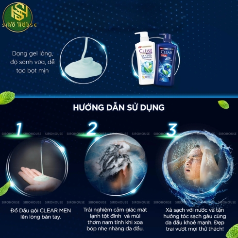 Dầu gội CLEAR Men Cool Sport Menthol 480mL & Dầu gội CLEAR Ice Cool Menthol 450mL   