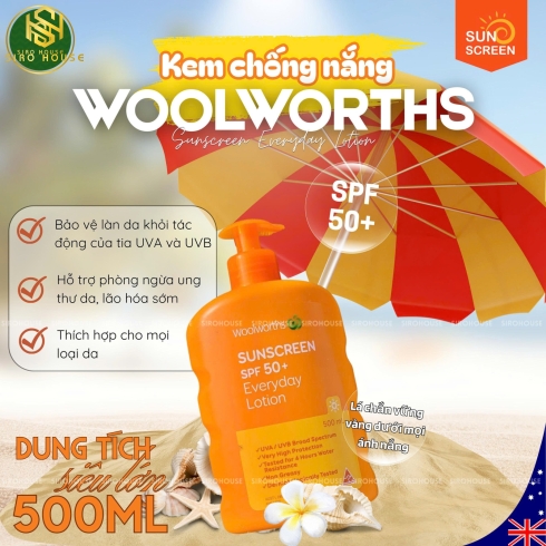 Kem chống nắng WOOLWORTHS Everyday Lotion SPF 50+ Sunscreen 500mL