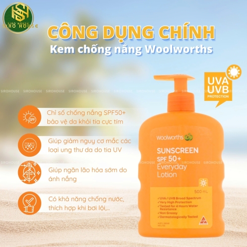 Kem chống nắng WOOLWORTHS Everyday Lotion SPF 50+ Sunscreen 500mL