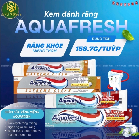 Kem đánh răng AQUAFRESH Whitening Action & Cavity Protection 158.7g