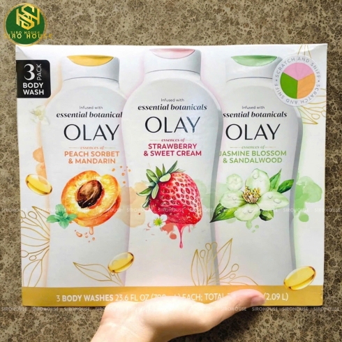 Sữa Tắm OLAY Infused With Essential Botanicals 700mL (Strawberry & Sweet Cream, Jasmine Blossom & Sandalwood, Peach Sorbet & Mandarin)