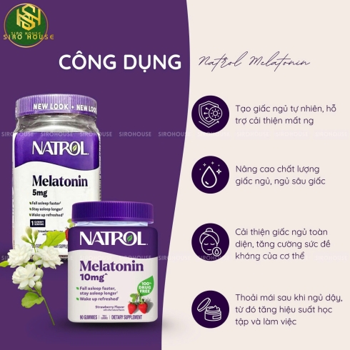 Kẹo Ngủ NATROL Melatonin Gummies 5mg 180 Viên & Melatonin Sleep 10mg 90 Viên
