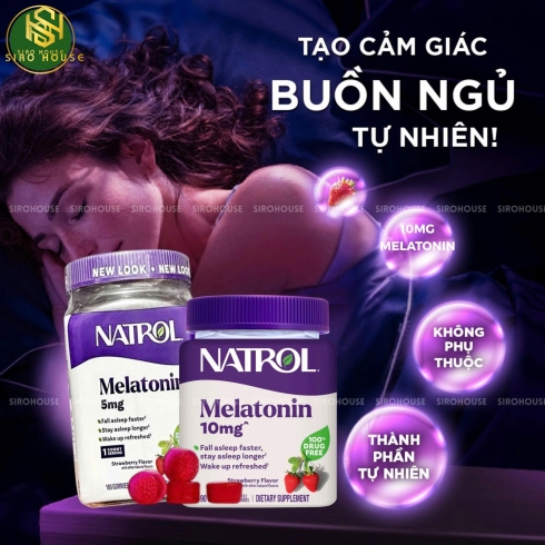 Kẹo Ngủ NATROL Melatonin Gummies 5mg 180 Viên & Melatonin Sleep 10mg 90 Viên