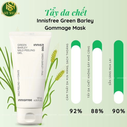 Tẩy da chết sạch da, dưỡng ẩm INNISFREE Green Barley Mild Peeling Gel 120mL