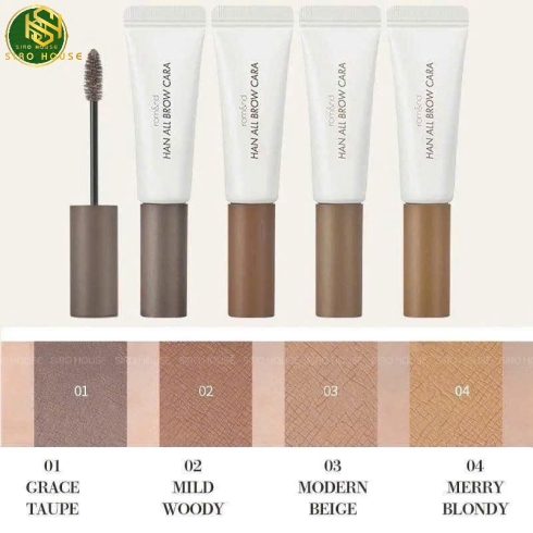 Mascara chân mày ROMAND Han All Brow Cara 9g - 01 Grace Taupe & 02 Mild Woody 