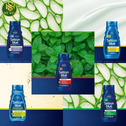 Dầu Gội Trị Gàu SELSUN BLUE 325mL (Cleanse & Conditions 2-in-1, Medicated, Itchy Dry Scalp, Moisturizing with Aloe, Naturals Itchy Dry Scalp)