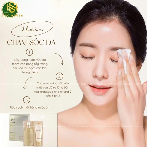 Set sữa rửa mặt SU:M Skin Saver Essential Pure Cleansing Water 400mL + Nước tẩy trang 100mL