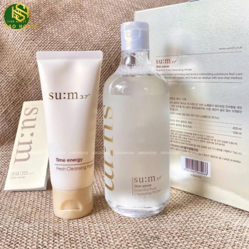 Set sữa rửa mặt SU:M Skin Saver Essential Pure Cleansing Water 400mL + Nước tẩy trang 100mL