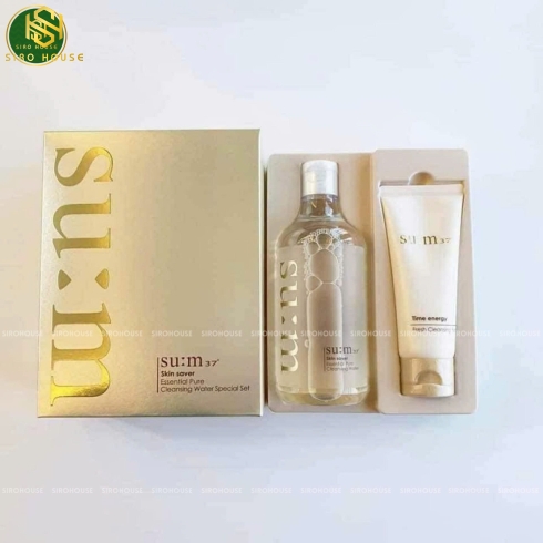 Set sữa rửa mặt SU:M Skin Saver Essential Pure Cleansing Water 400mL + Nước tẩy trang 100mL